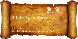Mihályko Margit névjegykártya
